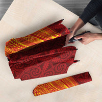 Niue Polynesian Hiapo Tattoo Art Umbrella Half Style Red Yellow Color - Polynesian Pride