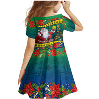 Personalised New Caledonia Christmas Family Matching Mermaid Dress and Hawaiian Shirt Santa Claus and Kanak Flag Mix Poinsettia Maori Pattern LT03 - Polynesian Pride