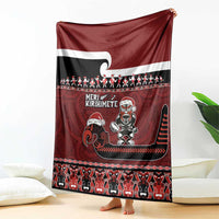 New Zealand Christmas Blanket Meri Kirihimete Aotearoa Warrior on Waka with Maori Art Tattoo LT03 - Polynesian Pride