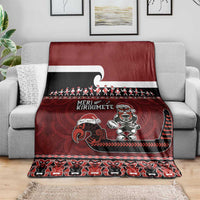 New Zealand Christmas Blanket Meri Kirihimete Aotearoa Warrior on Waka with Maori Art Tattoo LT03 - Polynesian Pride