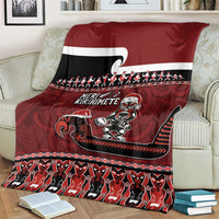 New Zealand Christmas Blanket Meri Kirihimete Aotearoa Warrior on Waka with Maori Art Tattoo LT03 - Polynesian Pride