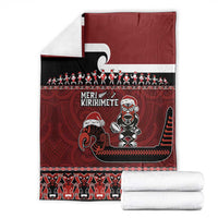 New Zealand Christmas Blanket Meri Kirihimete Aotearoa Warrior on Waka with Maori Art Tattoo LT03 - Polynesian Pride