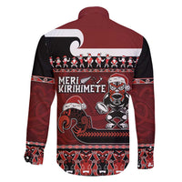 New Zealand Christmas Family Matching Long Sleeve Bodycon Dress and Hawaiian Shirt Meri Kirihimete Aotearoa Warrior on Waka with Maori Art Tattoo