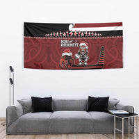 New Zealand Christmas Tapestry Meri Kirihimete Aotearoa Warrior on Waka with Maori Art Tattoo