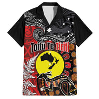 Aotearoa and Australia Toitu Te Tiriti Family Matching Long Sleeve Bodycon Dress and Hawaiian Shirt Honour the Treaty - Te Tiriti Is Us LT03 Dad's Shirt - Short Sleeve Black - Polynesian Pride