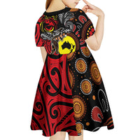Aotearoa and Australia Toitu Te Tiriti Kid Short Sleeve Dress Honour the Treaty - Stand Together Stand Stronger LT03 - Polynesian Pride
