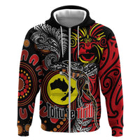 Aotearoa and Australia Toitu Te Tiriti Zip Hoodie Honour the Treaty - Stand Together Stand Stronger LT03 Zip Hoodie Black - Polynesian Pride
