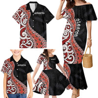 Aotearoa Maori Stylized Koru - Silver Ferns Family Matching Mermaid Dress and Hawaiian Shirt