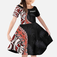 Aotearoa Maori Stylized Koru - Silver Ferns Family Matching Tank Maxi Dress and Hawaiian Shirt