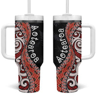 Aotearoa Maori Stylized Koru - Silver Ferns Tumbler With Handle