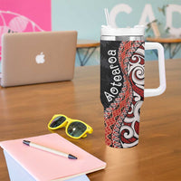 Aotearoa Maori Stylized Koru - Silver Ferns Tumbler With Handle