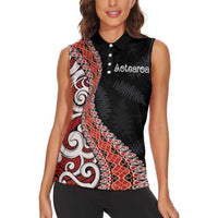 Aotearoa Maori Stylized Koru - Silver Ferns Women Sleeveless Polo Shirt