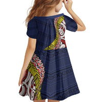 Aotearoa and Niue Family Matching Off Shoulder Maxi Dress and Hawaiian Shirt Hiapo Maori Stylized Koru