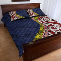 Aotearoa and Niue Quilt Bed Set Hiapo Maori Stylized Koru