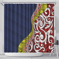 Aotearoa and Niue Shower Curtain Hiapo Maori Stylized Koru