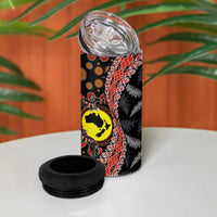 Aotearoa and Australia 4 in 1 Can Cooler Tumbler Maori Koru Ferns With Aboriginal Kangaroo