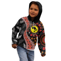 Aotearoa and Australia Kid Hoodie Maori Koru Ferns With Aboriginal Kangaroo