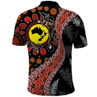 Aotearoa and Australia Polo Shirt Maori Koru Ferns With Aboriginal Kangaroo