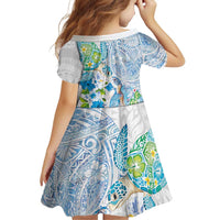 Hawaiian Couple Turtles Honi Family Matching Mermaid Dress and Hawaiian Shirt Polynesian Art Motifs and Hibiscus White Blue Color LT03 - Polynesian Pride