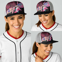 Hawaiian Couple Turtles Honi Baseball Net Cap Polynesian Art Motifs and Hibiscus Black Red Color - Polynesian Pride