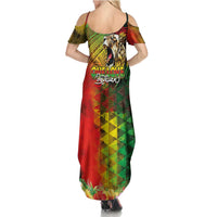Hawaiian Reggae Family Matching Summer Maxi Dress and Hawaiian Shirt Jawaiian One Love-Tribal Tatoos and Rastafari Lion LT03 - Polynesian Pride
