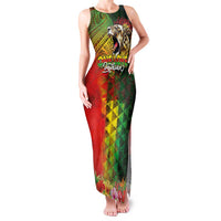 Hawaiian Reggae Family Matching Tank Maxi Dress and Hawaiian Shirt Jawaiian One Love-Tribal Tatoos and Rastafari Lion LT03 Mom's Dress Multicolor - Polynesian Pride