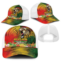 Hawaiian Reggae Mesh Trucker Cap Jawaiian One Love-Tribal Tatoos and Rastafari Lion - Polynesian Pride