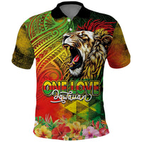 Hawaiian Reggae Polo Shirt - Jawaiian One Love Tribal Tattoos and Rastafari Lion LT03 Multicolor - Polynesian Pride
