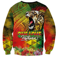 Hawaiian Reggae Sweatshirt Jawaiian One Love-Tribal Tatoos and Rastafari Lion - Polynesian Pride