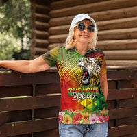 Hawaiian Reggae Women Polo Shirt Jawaiian One Love-Tribal Tatoos and Rastafari Lion LT03 - Polynesian Pride