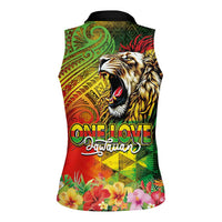 Hawaiian Reggae Women Sleeveless Polo Shirt Jawaiian One Love-Tribal Tatoos and Rastafari Lion LT03 - Polynesian Pride