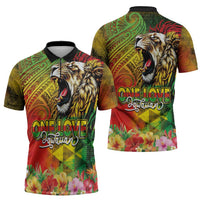 Hawaiian Reggae Zipper Polo Shirt Jawaiian One Love-Tribal Tatoos and Rastafari Lion LT03 - Polynesian Pride