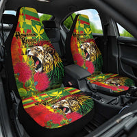 Hawaiian Reggae Car Seat Cover Kakau Art Motifs with Ohia Lehua and Rastafari Lion LT03 One Size Multicolor - Polynesian Pride