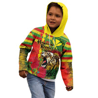 Hawaiian Reggae Kid Hoodie Kakau Art Motifs with Ohia Lehua and Rastafari Lion LT03 - Polynesian Pride