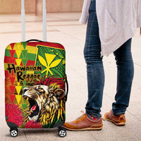 Hawaiian Reggae Luggage Cover Kakau Art Motifs with Ohia Lehua and Rastafari Lion LT03 Multicolor - Polynesian Pride