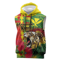 Hawaiian Reggae Sleeveless Hoodie Kakau Art Motifs with Ohia Lehua and Rastafari Lion LT03 Multicolor - Polynesian Pride