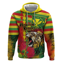 Hawaiian Reggae Zip Hoodie Kakau Art Motifs with Ohia Lehua and Rastafari Lion LT03 Pullover Hoodie Multicolor - Polynesian Pride