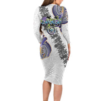 Traditional Art Hawaiian Kakau Tattoos Family Matching Long Sleeve Bodycon Dress and Hawaiian Shirt Graffiti Style LT03 - Polynesian Pride