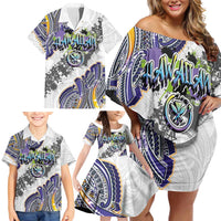 Traditional Art Hawaiian Kakau Tattoos Family Matching Off Shoulder Short Dress and Hawaiian Shirt Graffiti Style LT03 - Polynesian Pride
