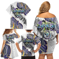 Traditional Art Hawaiian Kakau Tattoos Family Matching Off Shoulder Short Dress and Hawaiian Shirt Graffiti Style LT03 - Polynesian Pride