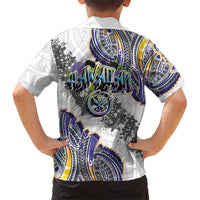 Traditional Art Hawaiian Kakau Tattoos Family Matching Short Sleeve Bodycon Dress and Hawaiian Shirt Graffiti Style LT03 - Polynesian Pride