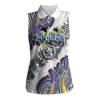 Traditional Art Hawaiian Kakau Tattoos Women Sleeveless Polo Shirt Graffiti Style - Polynesian Pride