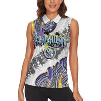 Traditional Art Hawaiian Kakau Tattoos Women Sleeveless Polo Shirt Graffiti Style - Polynesian Pride