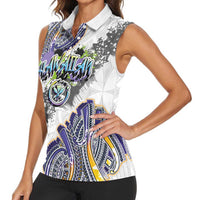 Traditional Art Hawaiian Kakau Tattoos Women Sleeveless Polo Shirt Graffiti Style - Polynesian Pride