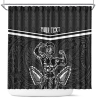 Custom Hawaii Warrior Shower Curtain Kakau Quilt Pattern LT03 Black - Polynesian Pride