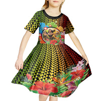 Hawaii Womens Day Wahine Kid Short Sleeve Dress Strong Beautiful Woman with Kakau Style LT03 - Polynesian Pride