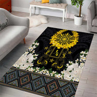 Flores de Mayo and Filipino Fiesta Area Rug The Sun-Jasmine and Polynesian Yakan Tattoo Barong Style