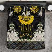 Flores de Mayo and Filipino Fiesta Bedding Set The Sun-Jasmine and Polynesian Yakan Tattoo Barong Style LT03 Black - Polynesian Pride