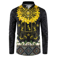 Flores de Mayo and Filipino Fiesta Button Sweatshirt The Sun-Jasmine and Polynesian Yakan Tattoo Barong Style