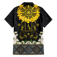 Flores de Mayo and Filipino Fiesta Family Matching Off Shoulder Short Dress and Hawaiian Shirt The Sun-Jasmine and Polynesian Yakan Tattoo Barong Style